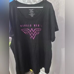 Torrid Black Tee with Pink Wonder Woman Emblem